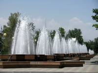 A line of fountains